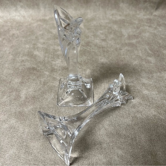 MIKASA Slovenia Lead Crystal Candlestick Art Deco Holder 5 1/2" SET of 2 - Picture 6 of 9